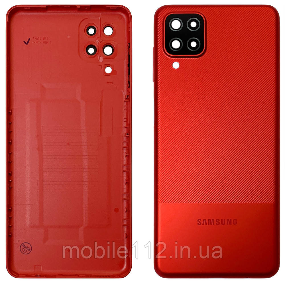 Задня кришка Samsung Galaxy A12 A125F (червона зі склом камери), фото 1