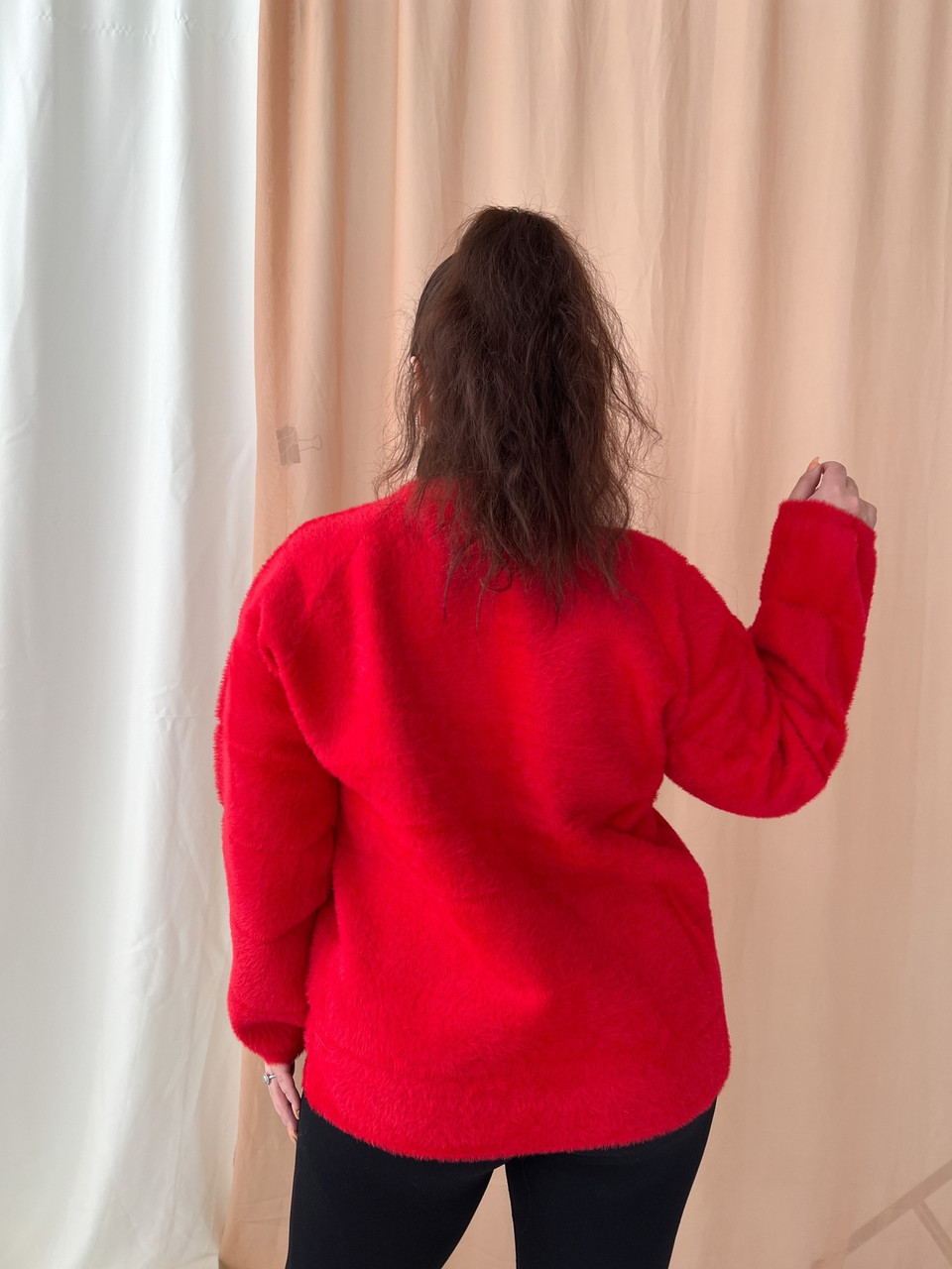 Женское меховое короткое пальто-пиджак больших размеров из шерсти альпаки оверсайз р.48-54. Арт-3659/39 - фото 8 - id-p1494349518