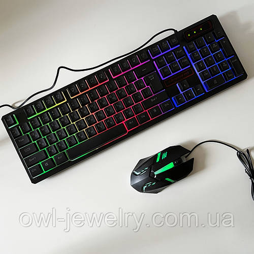Набор игровая клавиатура и мышь с RGB подсветкой проводная. Геймерский ...