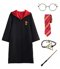 Гаррі Поттера 5 в 1: Плащ-мантія Гріфіндор + Краватка + Браслет Дари Смерті + Окуляри Гаррі Поттера + Чарівна Паличка