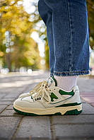 Женские стильные качественные демисезонные кроссовки New Balance 550 Green Leather Leon Dore