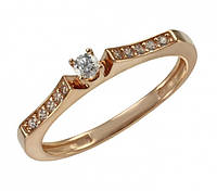 Золотое кольцо с белыми фианитами размер 18.5