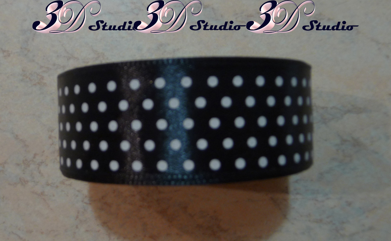 Стрічка атласна в горох колір No39 завширшки 2,5 см, фото 1