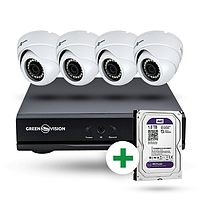 Уличный комплект видеонаблюдения GreenVision GV-K-L38/04 1080N + Диск 1TB WD Purple