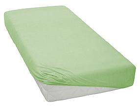 Трикотажне простирадло на резинці 180х200 святкове добре, натяжні простирадла каура бавовняне Салатовий