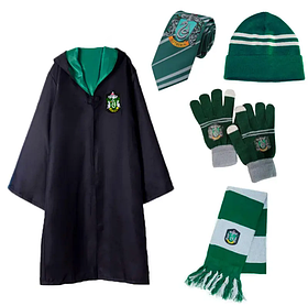 Набір Драко Мелфоя 5 в 1: Плащ-мантія Слизерин + Шапка Слізері + Рукавички Слизерин + Шарф Слізерин + Краватка