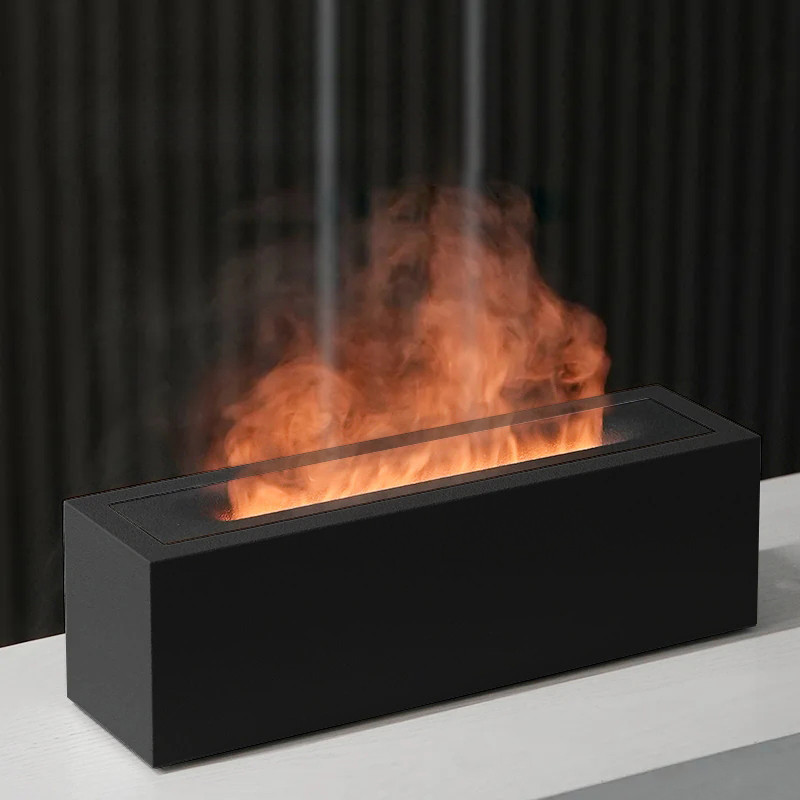 Зволожувач повітря портативний Kinscoter H3 Nordic Style Flame аромадифузор електричний, ефект полум'я, Чорний EXP