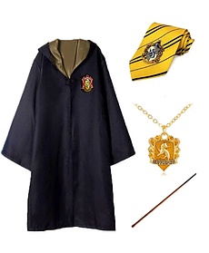 Набір Пуффендуй (Седрік Діггорі) 4 в 1: Плащ-мантія Слізерін + Краватка + Кулон + Паличка Седріка Діггорі
