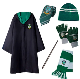 Набір Драко Малфоя 6 в 1: Плащ-мантія Слизерин + Шапка + Рукавички + Шарф + Краватка + Чарівна Паличка Драко