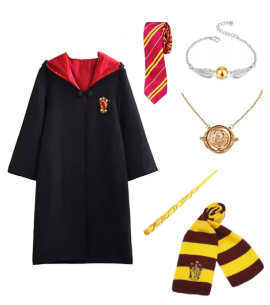 Набір Герміони Грейнджер 6 в 1: Плащ-мантія Гріфіндор + Краватка + Шарф + Браслет + Чарівна Паличка + Кулон, фото 1