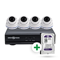 Уличный комплект видеонаблюдения GreenVision GV-K-L56/04 1080N + Диск 1TB WD Purple