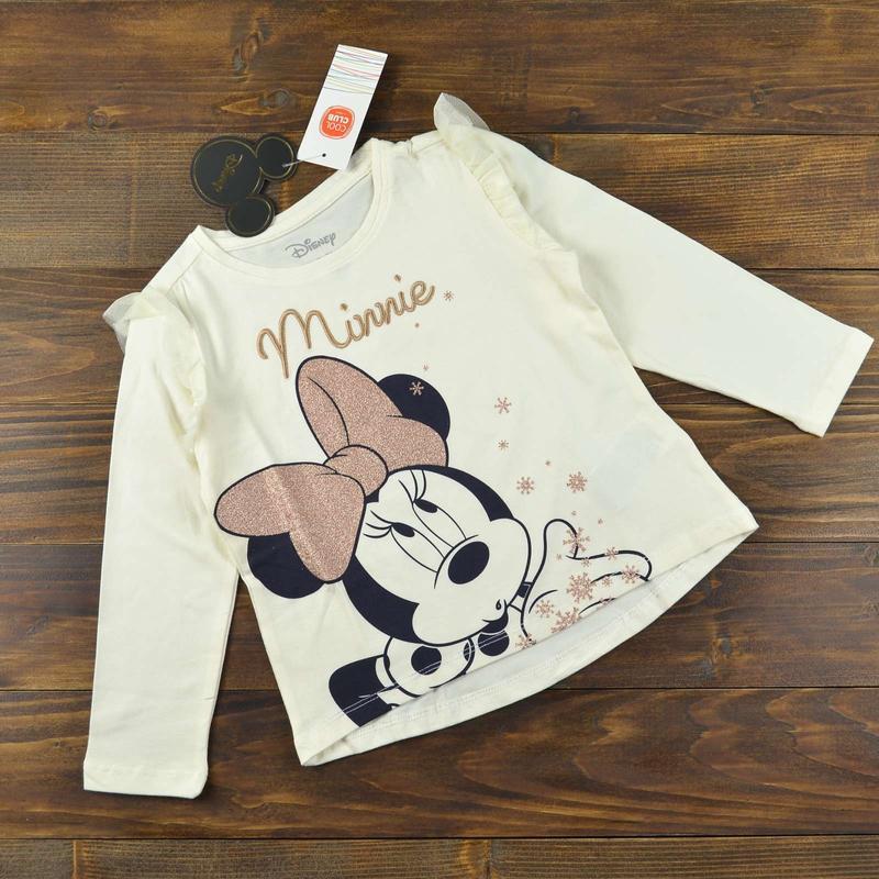 Реглан лонгслів з рюшами на дівчинку з Міні Маус Розмір 110, фото 1