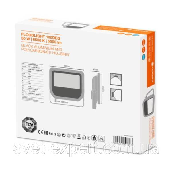 Прожектор світлодіодний FLOOD LED 50W/6500K BK 100DEG IP65