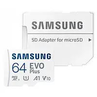 Карта памяти Samsung Evo Plus microSDXC 64GB UHS-I U1 V10 A1 (MB-MC64KA/EU) White + SD адаптер