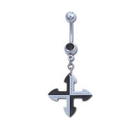 В пуп Piercing медицинская сталь крест в виде стрел на половину с черным напылением JBSH93 (PRP) 10-1734
