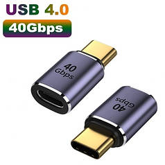 Перехідник адаптер OTG USB Type-C M/F (USB 4.0, 40Gbps, 100 W, 8K) Metal Style-1