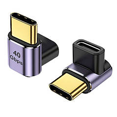 Кутовий перехідник адаптер OTG USB Type-C M/F (USB 4.0, 40Gbps, 100 W, 8K) Metal Style-2