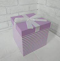 Подарочная коробка раскладушка для фотографий и сладостей лавандовая 16х16х16 см, 3 части