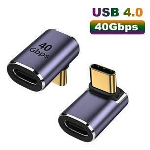 Кутовий OTG адаптер перехідник USB Type-C M/F (USB 4.0, 40Gbps) Metal Style-5, фото 1