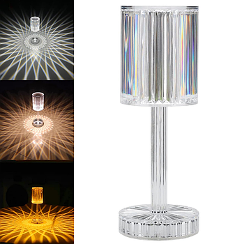 Декоративна кришталева LED лампа-нічник з USB + пульт ДК, Crystal Light / Світлодіодна настільна лампа