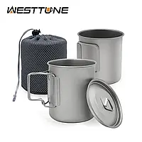 Титановий кухоль + Кришка + Чохол Titanium Westtunе 420 мл. Туристична чашка з титану. Туристичний посуд