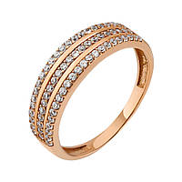 Золотое кольцо с множеством белых фианитов размер 18.5