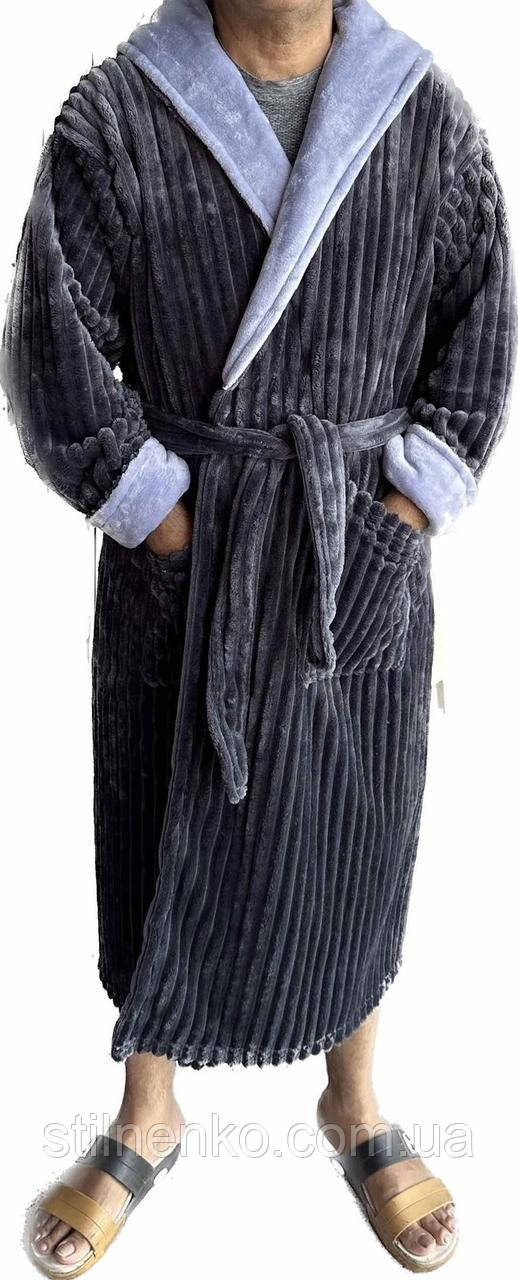 Теплый мужской халат с капюшоном "Sport" - фото 1 - id-p1956920320