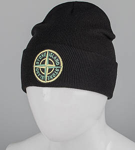 Шапка молодіжна з вишивкою (m33), Чорний
