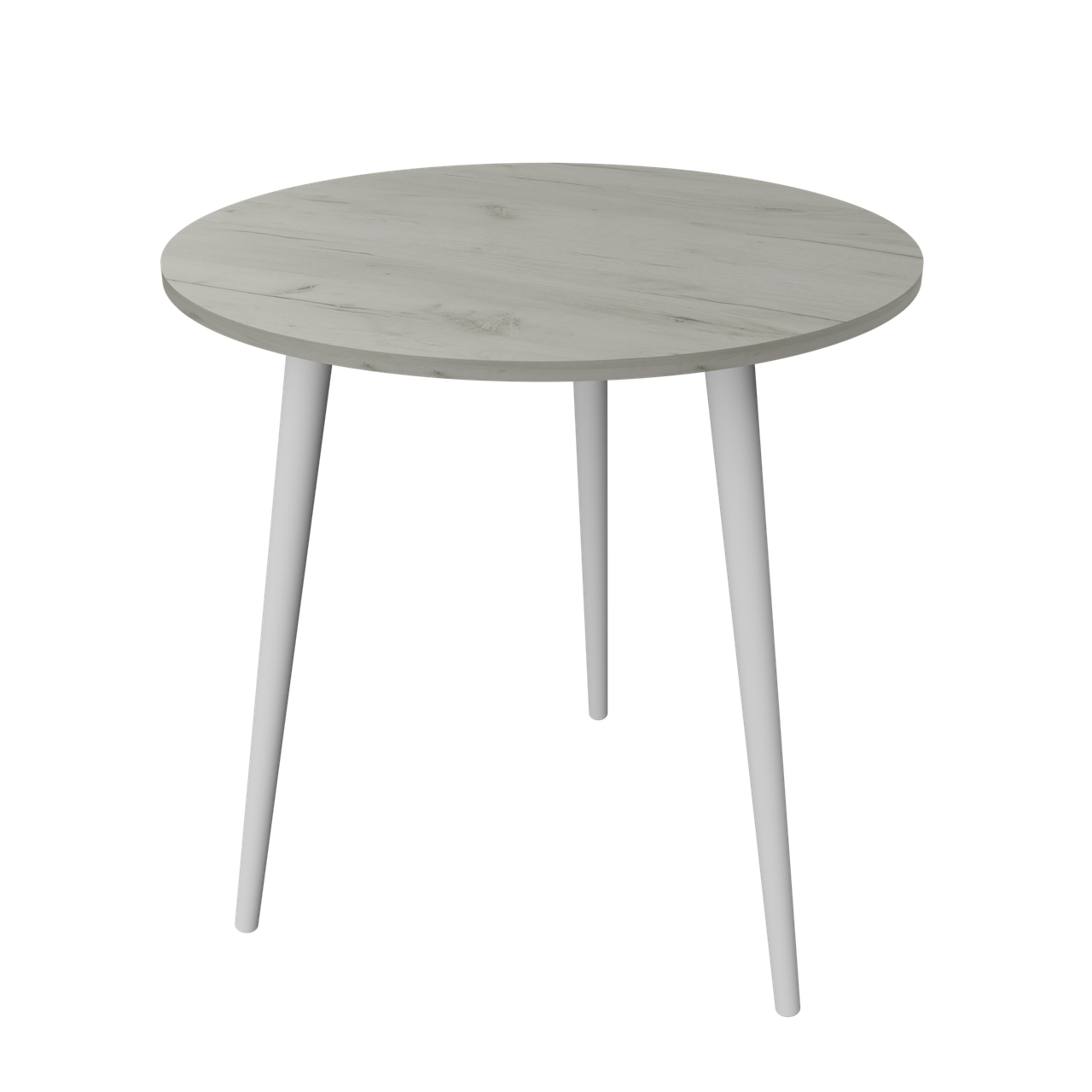 Невеликий круглий обідній стіл на білих дерев'яних ніжках СЕТ 3 ф-ка Неман Ø680 мм