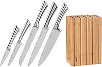 Набор ножей Ardesto Black Mars с бамбуковой подставкой 6 предметов (AR2021SB) EV, код: 7928275