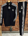 Спортивний костюм чоловічий весна осінь Adidas Адідас трикотаж чорний. Живе фото. Чоловічий костюм модний, фото 4