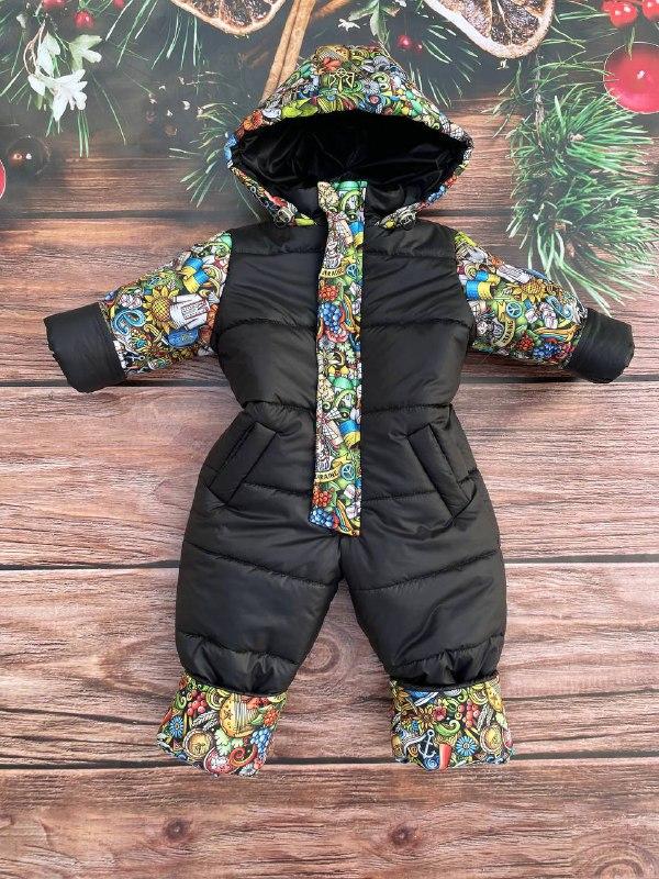 Зимовий дитячий теплий комбінезон від 1 року 80-86 86-92 92-98 98-104 розмір з капюшоном