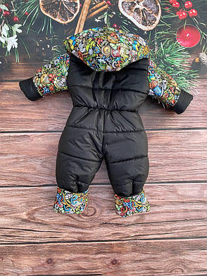 Зимовий дитячий теплий комбінезон від 1 року 80-86 86-92 92-98 98-104 розмір з капюшоном, фото 2