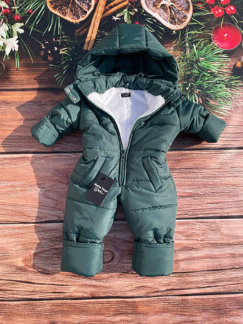 Зимовий дитячий теплий комбінезон від 1 року 80-86 86-92 92-98 98-104 розмір з капюшоном, фото 1