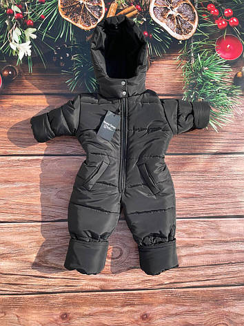 Зимовий дитячий теплий комбінезон від 1 року 80-86 86-92 92-98 98-104 розмір з капюшоном, фото 1