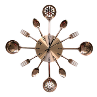 Настінний годинник на кухню "Ложки-вилки" столові прилади (40 cм) металевий ЛВ-Мет-G-400 Timelike мідні