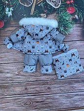 Зимовий дитячий теплий комбінезон-трансформер 3в1 для новонародженого: 0-2 роки, фото 4