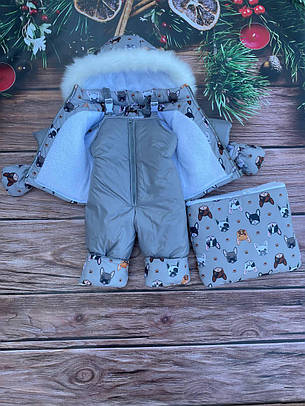 Зимовий дитячий теплий комбінезон-трансформер 3в1 для новонародженого: 0-2 роки, фото 2