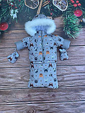 Зимовий дитячий теплий комбінезон-трансформер 3в1 для новонародженого: 0-2 роки, фото 3
