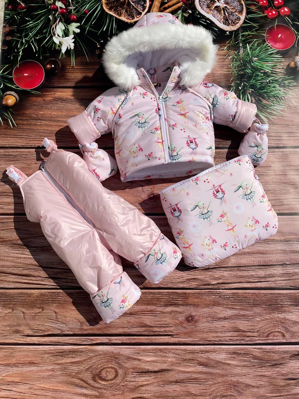 Зимовий дитячий теплий комбінезон-трансформер 3в1 для новонародженого: 0-2 роки