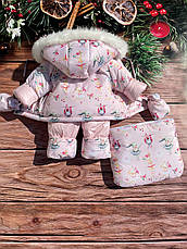 Зимовий дитячий теплий комбінезон-трансформер 3в1 для новонародженого: 0-2 роки, фото 2