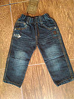 Теплые модные джинсики на флисе для малышей 6,12,18,24,30 мес