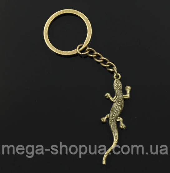 Брелок металевий для ключів, сумок, рюкзаків "Ящірка XR6" Золотистий