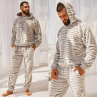 Теплая мужская пижама кофта штаны одежда для дома размер: 46-48, 50-52
