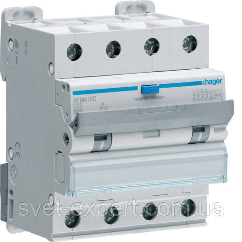 Дифавтомат Hager AFM470C, 4 полюси 6kA C-20A 300mA A, фото 1