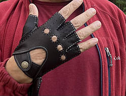 Рукавички зі шкіри оленя спортивні автомобільні без пальців Pitas