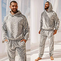 Теплая мужская пижама кофта штаны одежда для дома размер: 46-48, 50-52, 54-56