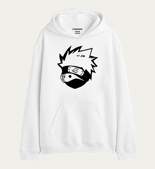 Худі толстовка в білому кольорі  "Cute face Kakashi"