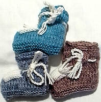 Теплі в'язані дитячі пінетки-шкарпетки, пухові, на хлопчика і дівчинку 0-6 місяців, довжина стопи 8-10 см