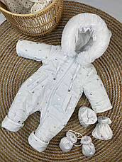 Зимовий дитячий теплий комбінезон з пінетками та рукавичками для новонароджених розмір 80, фото 2